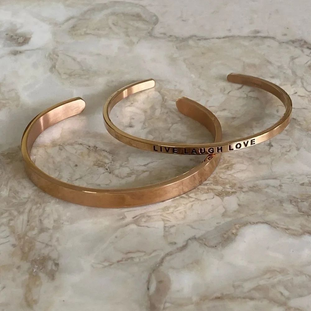 Pair of Inspirational Cuff Beacelets Rose Gold “Granddaughter” “Live Love Laugh”